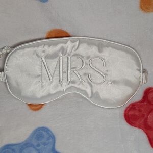 White Satin Sleep Mask with 'MRS.' Embroidery